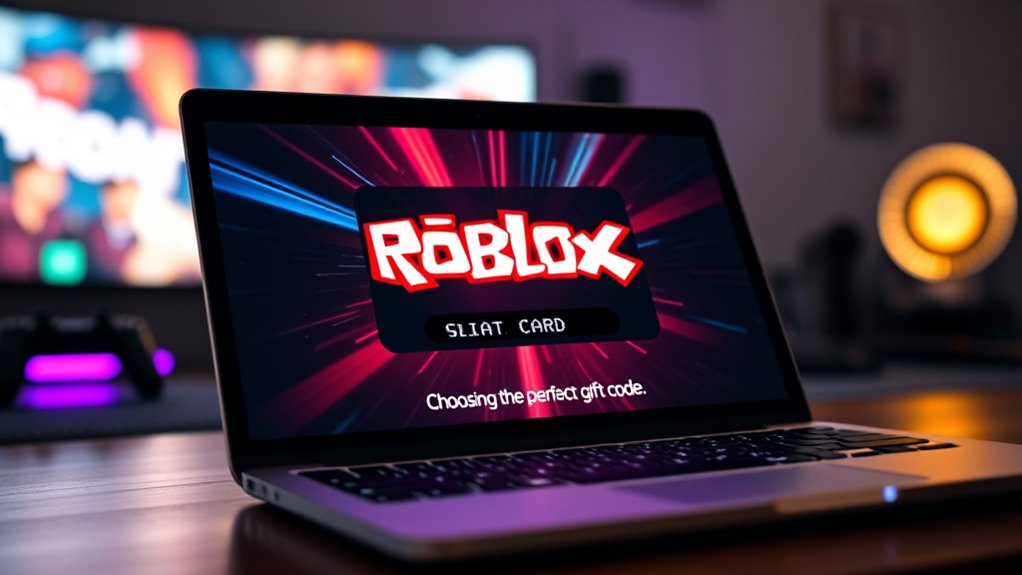 selecting roblox gift codes